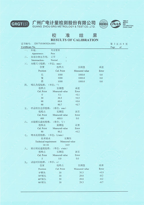 IPX9K校準證書3